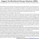 Support for Distributed Energy Solutions (DES)
